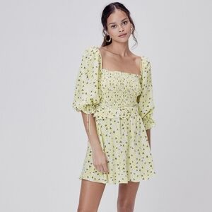 For love and lemons chrysanthemum mini dress yellow NWT xs